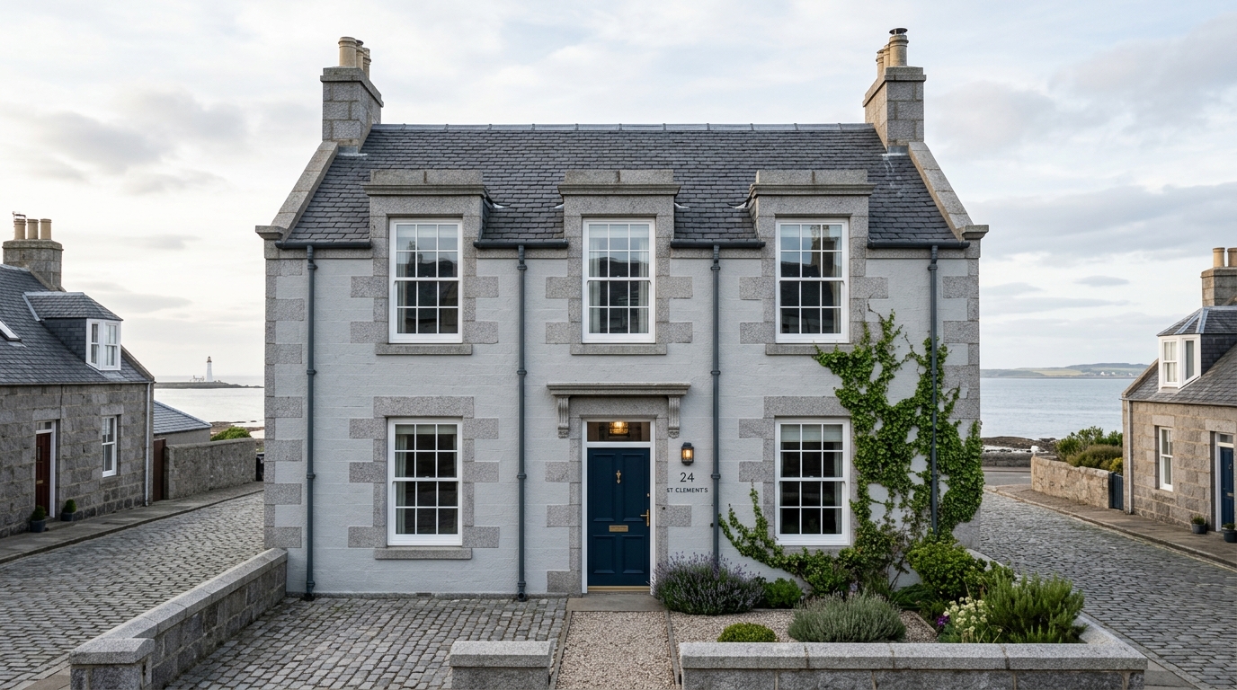 Aberdeen granite house exterior heavy-duty masonry coating application